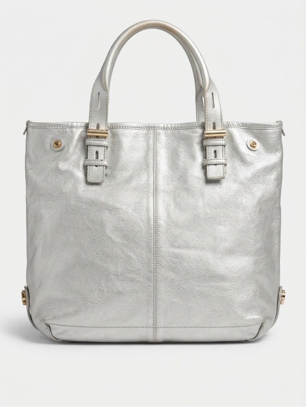 Jimmy Choo Silver Metallic Leather Tote